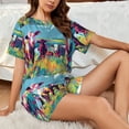 thumbnail image 4 of Balery Pop Art Colorful Cows Pattern Womens Pajama Sets 2 Piece Soft Short Sleeve Top and Shorts Sleepwear Round Neck Pjs Lounge Set with Pockets-4X-Large, 4 of 7