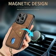 thumbnail image 5 of ELEHOLD Wallet Case for iPhone 14 Plus with Card Slots Detachable  Wrist Strap Premium Leather Wallet Phone Case Work with Magnetic Car Mount for iPhone 14 Plus 6.7 inch,Brown, 5 of 8