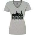 thumbnail image 3 of Inktastic London England City Skyline with Grunge Women's V-Neck T-Shirt, 3 of 5