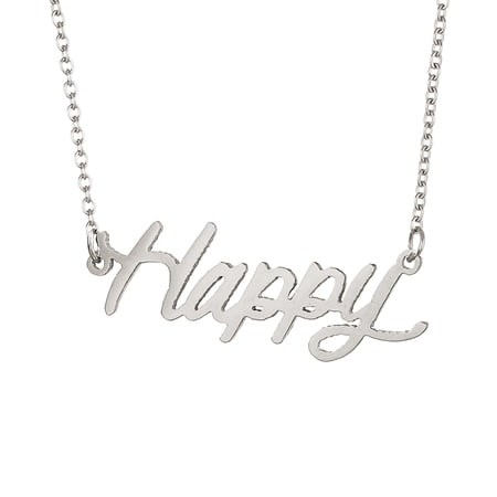 Happy Name Nameplate Necklace Stainless Steel Jewelry Valentine Gift