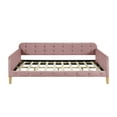 thumbnail image 4 of PAPROOS Twin Size Upholstered Daybed, Velvet Fabric Daybed with 4 Solid Pine Wood Support Legs, Comfort Button-Tufting Daybed, Pink, 4 of 8