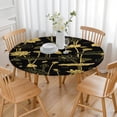 thumbnail image 3 of Colorful Retro Floral Round Table Cover Elastic Edge Waterproof Tablecloth with Tropical Floral Design, 3 of 5