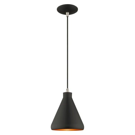 Livex Lighting Geneva 1-Light Contemporary Metal Single Pendant in Black