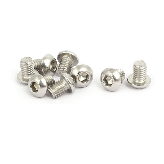 Unique Bargains M6x8mm 316 Stainless Steel Pan Head Hex Socket Cap Screws 8pcs