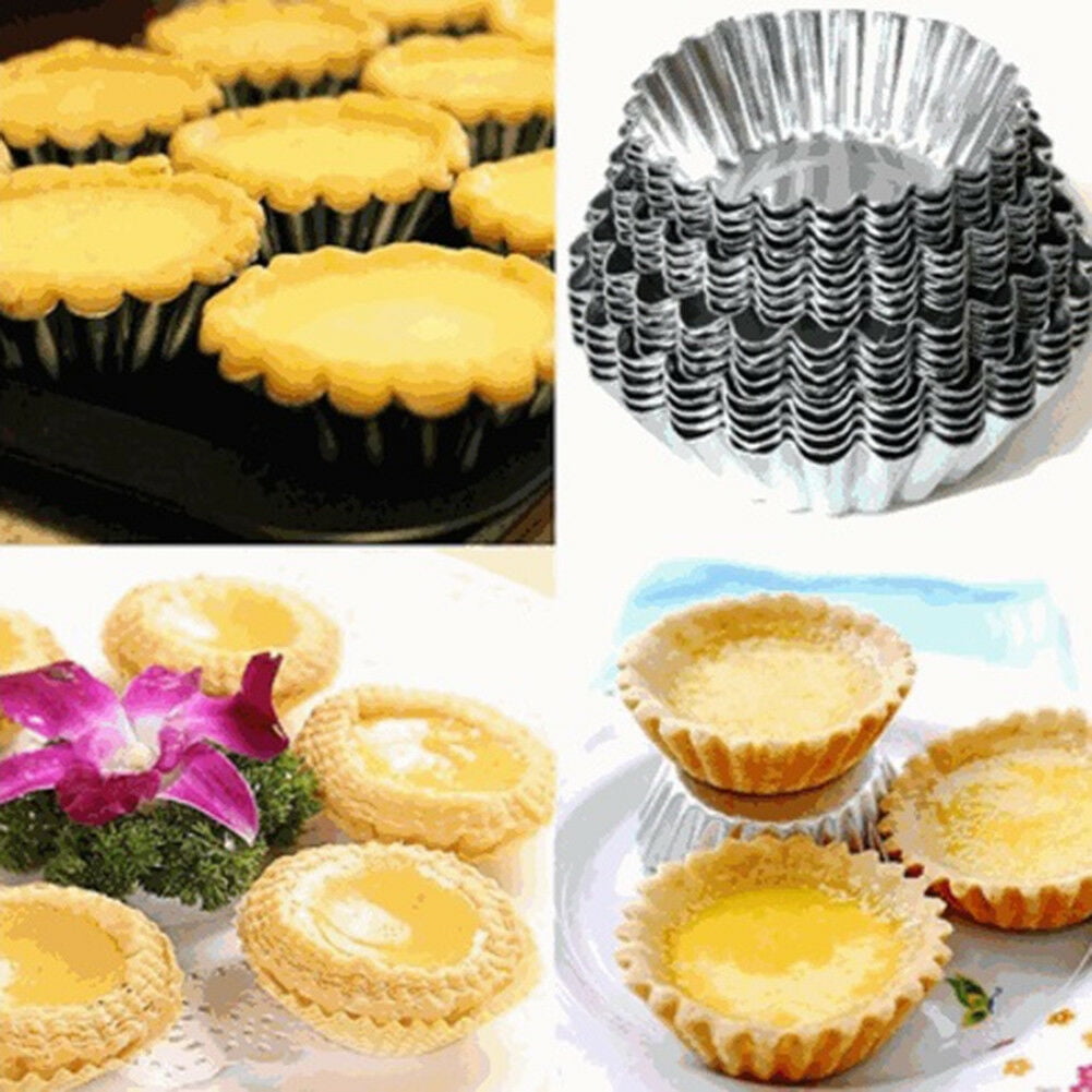 Baking Tool 20PCS Egg Tart Aluminum Cupcake Cake Cookie Flower Mold Mould Tin