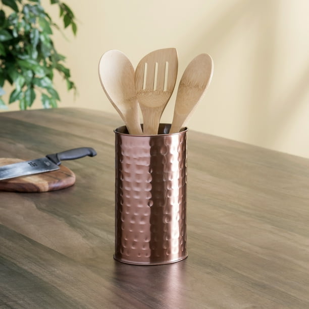 Hammered Steel Utensil Holder, Copper