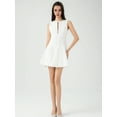 thumbnail image 4 of Robe Courte Trapèze Sans Manches pour Femmes Été à Nouer devant Boîte de Nuit Fête Nœud - Robes Courtes à Fermeture Éclair Blanc TP, 4 of 8