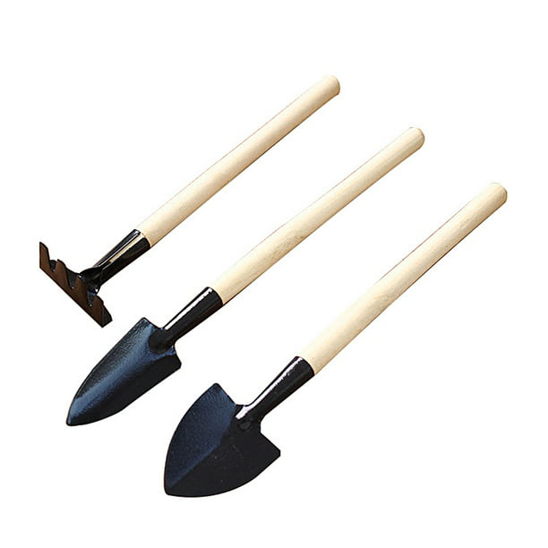 GIFZES 3Pcs/Set Mini Spade Shovel Harrow Wooden Handle Loosening Soil ...