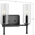 thumbnail image 6 of Elara Collection Two-Light New Traditional Matte Black Clear Glass Bath Vanity Light, 6 of 6