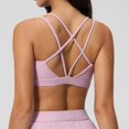 thumbnail image 5 of VISALY Racerback Athletic Sports Bra High Support Stretch Fit Top Gym Running Training Sports Bra Square Neck Bralette Supportive Unlined No Underwire Wireless Padded Yoga Workout Bra Tops Pink S, 5 of 9