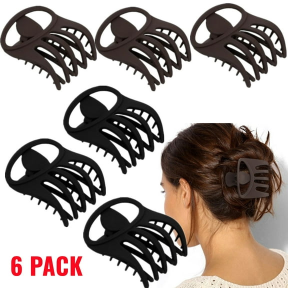 6 PCS 3" Curved Flat Hair Clips, French Concord Flat Hair Claw Matte Finish Hair Styling Accessories, Volume Strong Hold Barrettes Hair Clips for Women