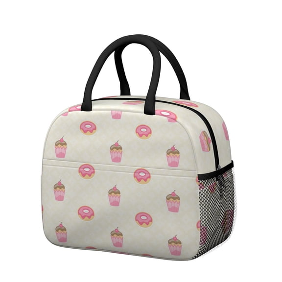 Lunch Bag Lunch Box for Women Reusable Insulated Lunch Bags,Water-Resistant Cupcakes and Donuts Cooler Lunch Tote Bag, Large Capacity for Work Travel Picnic