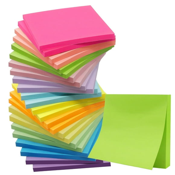 Notas adhesivas HCTBN (24 unidades), 7,6 x 7,6 cm, 12 colores brillantes