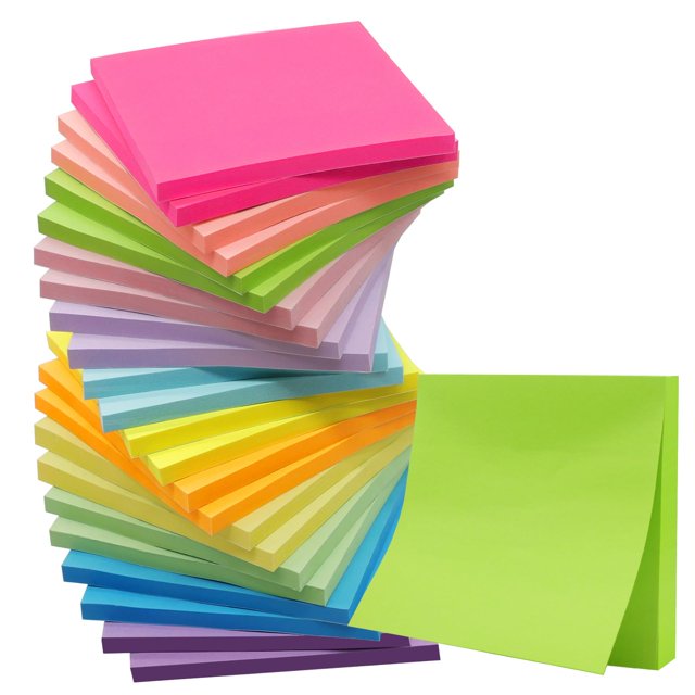 Notas adhesivas HCTBN (24 unidades), 7,6 x 7,6 cm, 12 colores brillantes