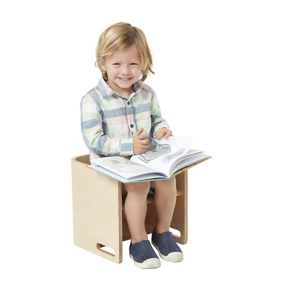 EcR4Kids Bentwood Multipurpose cube chair, Kids Furniture, Natural