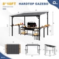thumbnail image 3 of MEISSALIVVE 8' x 10' Wall Mounted Gazebo, Outdoor BBQ Grill Gazebo with Side Shelf, Lean to Metal Awnings with Sloped Roof, Heavy Duty Pergola for Backyard, Deck, Black, 3 of 11