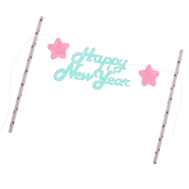 Feliz año Cake Topper Bandera Banner Festival De Primavera Decoración Azul BLESIY Feliz año nuevo Cake Topper