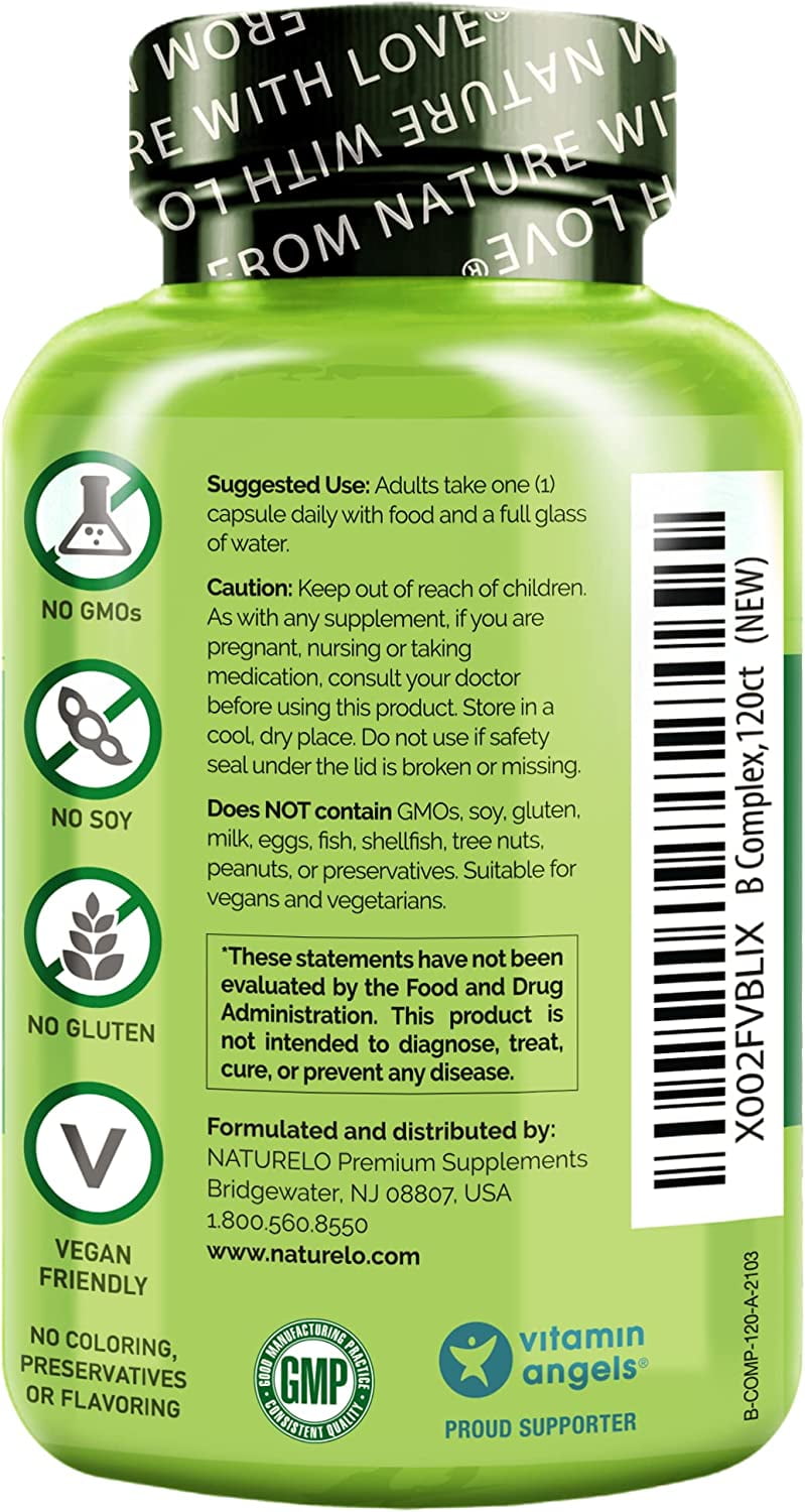 Buy NATURELO Vitamin B Complex with Methyl B12, Methyl Folate, Vitamin