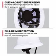Hyper Tough Full Brim Safety Hardhat, White
