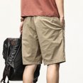 thumbnail image 3 of CHEEREAM Mens Casual Summer Shorts with Drawstring Elastic Waist Slim Skinny Fit Flat Front Twill Cotton Khaki M, 3 of 5
