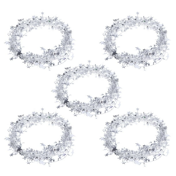 5pcs decoración de ratán de navidad guirnalda decorativa de estrellas para el hogar del árbol de navidad (plata)