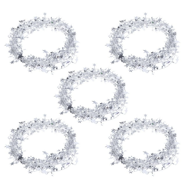 5pcs decoración de ratán de navidad guirnalda decorativa de estrellas para el hogar del árbol de navidad (plata)