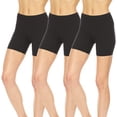 thumbnail image 2 of Essential Elements 3 Pack: Woman's Cotton Stretch Bike Slip Yoga Exercise Undergarment Boxer Boy Shorts XS-3XL X-Small, Black, 2 of 7