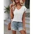 thumbnail image 2 of Weardear Women's V Neck T Shirts Eyelet Tank Top Cap Sleeve Summer Casual Blouses, S-XXL, 2 of 6
