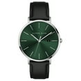 thumbnail image 1 of Alfred Sung Silver Metropolitan Date Green Dial Silver Case Leather strap watch, 1 of 1