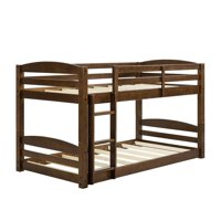 Dorel Living Sierra Twin Over Twin Wooden Bunk Bed with Ladder and Guard Rail in Mocha