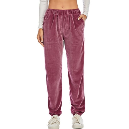 

SAYFUT Women s Velour Track Pant Open Leg Pajama Pant Super Soft Plush Comfy Velour Pants Plus Size S-2XL Purple/Pink