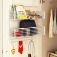 thumbnail image 4 of Miogawg Over The Door Organizer With Hooks, 2 Tier Hanging Basket Back Door Storage Rack Shelf, Hanging Door Organizer For Bathroom Bedroom Kitchen Pantry Closet Cabinet, 4 of 6