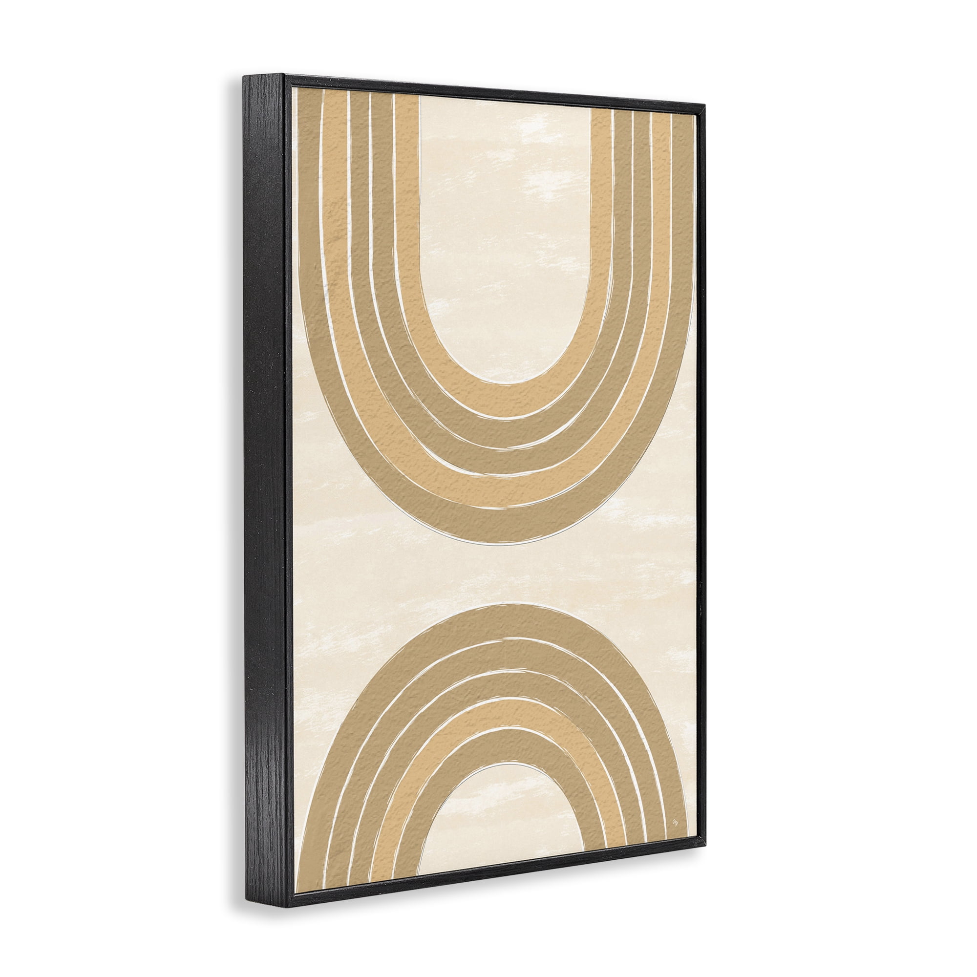 Stupell Industries Neutral Rainbow Arches Abstract Painting Black Framed Art Print Wall Art, 16 x 24