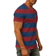 thumbnail image 5 of WAYUTE T Shirts for Man V Neck Short Sleeve Patchwork Color Striped Printed Stretch Fit Tee Tops with Front Pocket Beach Casual Outdoor T-Shirts, 5 of 7