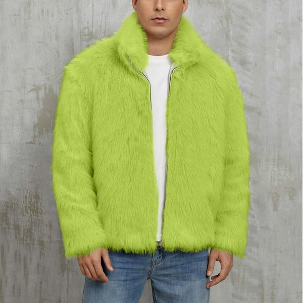 Ceisia Trendy Warm Men's Loose Fit Stand-Collar Faux Fur Jacket Gift