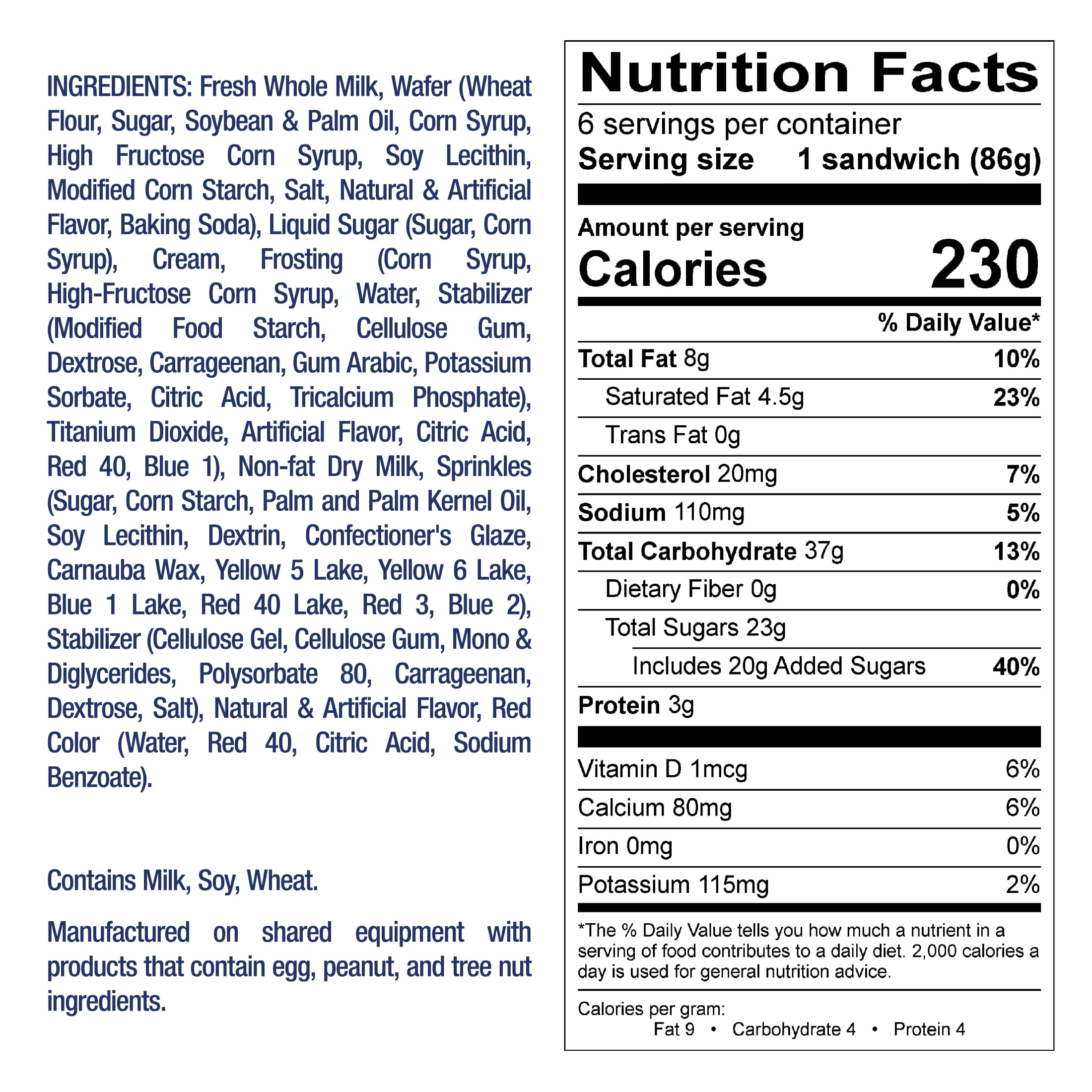 Fatboy Sugar Cookie Ice Cream Sandwich, 5 fl oz Bars, 6 Count (Frozen)