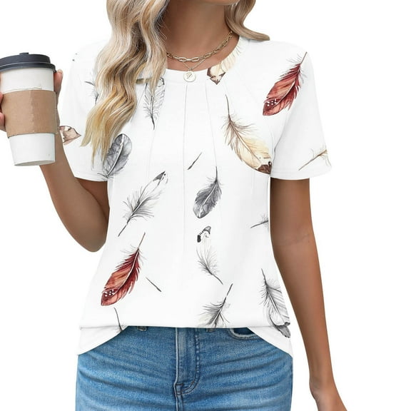 Pohista Womens Summer Tops Casual Shirts for Women Trendy Plus Size Women Blouses for Seniors Cute Tops for Women Short Sleeve new arrivals