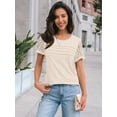 thumbnail image 2 of Women's Short Sleeve Shirts Dressy Lace Summer Tops 2025 Spring Trendy Casual T-Shirts Cute Work Outfits Blouses Khaki XL, 2 of 5
