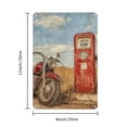 thumbnail image 2 of 1pc Vintage Red Motorcycle &amp; Gas Pump Illustration Metal Sign - 8x12" Iron, Rustic Wall Decor for Home, Bar, Cafe, Office - Weathered Look with Mounting Holes, Bedroom, Farm Wall Artsy Decorative, 2 of 8