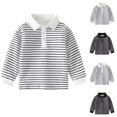 thumbnail image 2 of Qingpeng Boys Striped Lapel Shirt Cotton Long Sleeves Shirt, 2 of 9