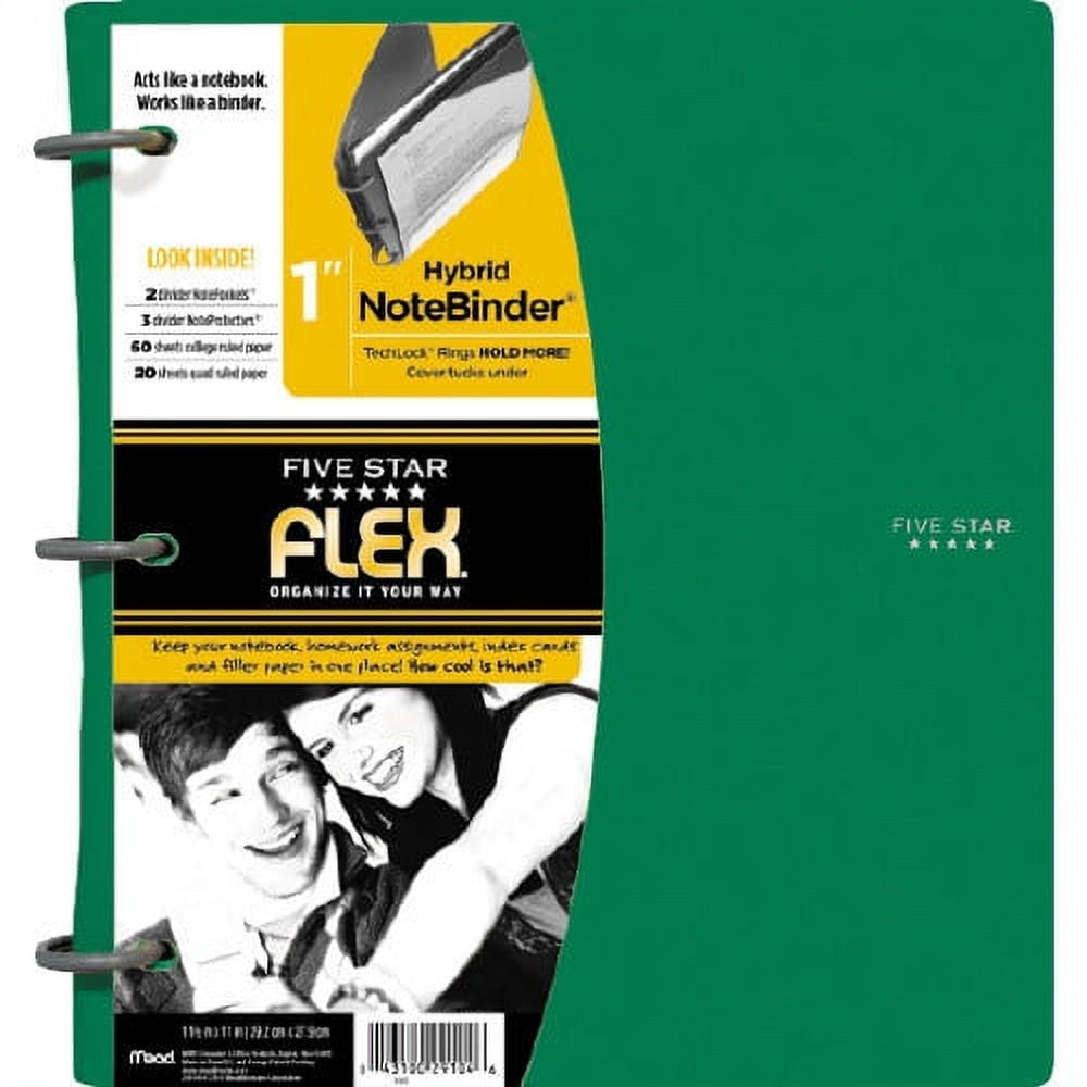 Five Star Back to School Bundle: Flex Hybrid NoteBinders 4 Pack, 1 Inch  Binders, Notebook and Binder All-in-One, Black, White, Red, & Green  (29328AE2)