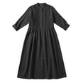 thumbnail image 4 of Ygbgbb Women's Cotton Linen Dress Solid Button Down Maxi Dress Loose Summer Lightweight Beach Dress Casual Long Sleeve Crewneck Dresses Black M, 4 of 9