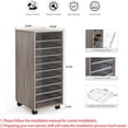 thumbnail image 3 of Storage Drawer Cart, Mobile Storage Cabinet, Makeup Storage with 10 Large Clear Drawers, Utility Wooden Rolling Cart on Wheels, for Cosmetic, Art Craft, Office Supplies, Toy, Grey, 3 of 15