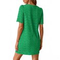 thumbnail image 6 of Women's Summer Casual Solid Round Neck Short Sleeve Mini Dress, 6 of 6
