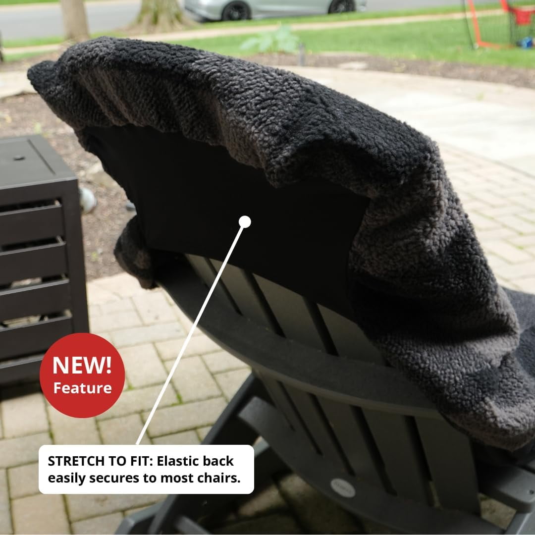 FeGe  The Chair Blanket – Reversible, Waterproof & Polar-Lined - Stretchable Elastic Back - Original Patio Chair Cover – Ideal for Homes and Outdoor Furniture- with Carry Pouch – Gray Plaid