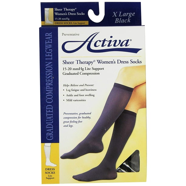 Activa H2864 Compression Dress Knee Socks 1520mmhg, XL, Blk, 1 pr each