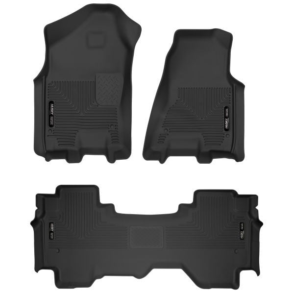 Husky Liner Floor Liner 53698 X-act Contour; Molded Fit; Raised Channels And Edges; Black; TPE Thermoplastic Elastomer; 3 Piece