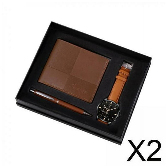 2xSet De Regalo Para Hombre Elegante Organizador Juego De Relojes Para Hombre Aniversario Cumpleaños Marrón