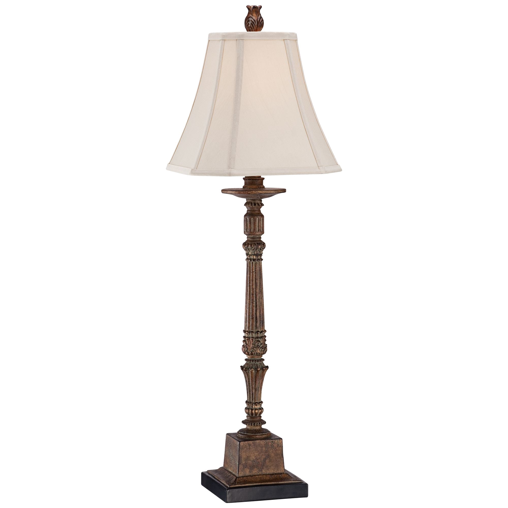 Regency Hill Thornewood 35 1/2" Tall Large Traditional End Table Lamp Brown Single Beige Shade Console Living Room Bedroom Bedside