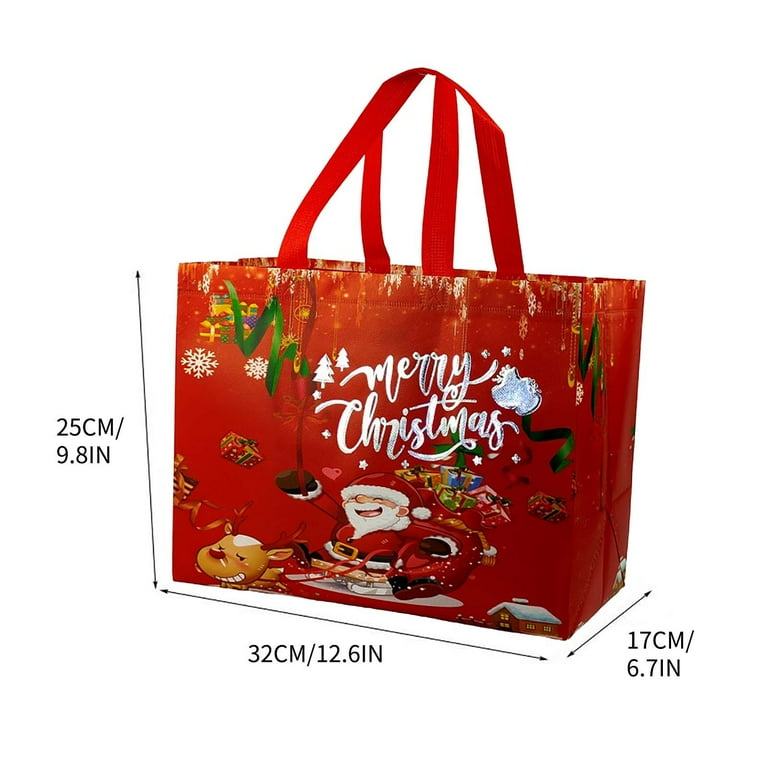 amlbb 6 Pack Christmas Gift Bags Large Christmas Tote Bags with Handles Reusable Gift Bag Non Woven Christmas Bags for Gifts Wrapping Grocery